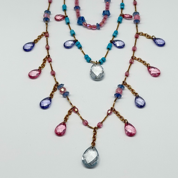 Joan Rivers Signed 3-Strand Beaded Statement Necklace – Pastel Drops | 26” - Picture 2 of 16